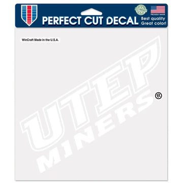 UTEP Miners Die Cut Decal 8 x 8 (White) 