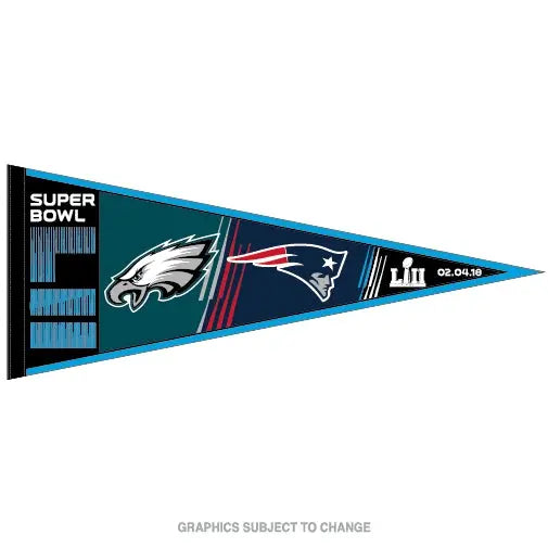 2018 NFL Super Bowl 52 LII Dueling Philadelphia Eagles New England Patriots Classic Pennant 