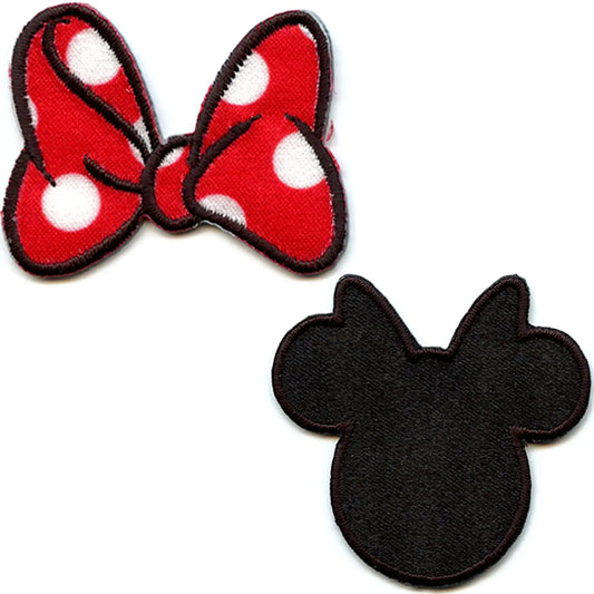 Disney Minnie Mouse Red Bow and Silhouette Iron on Applique Patch 
