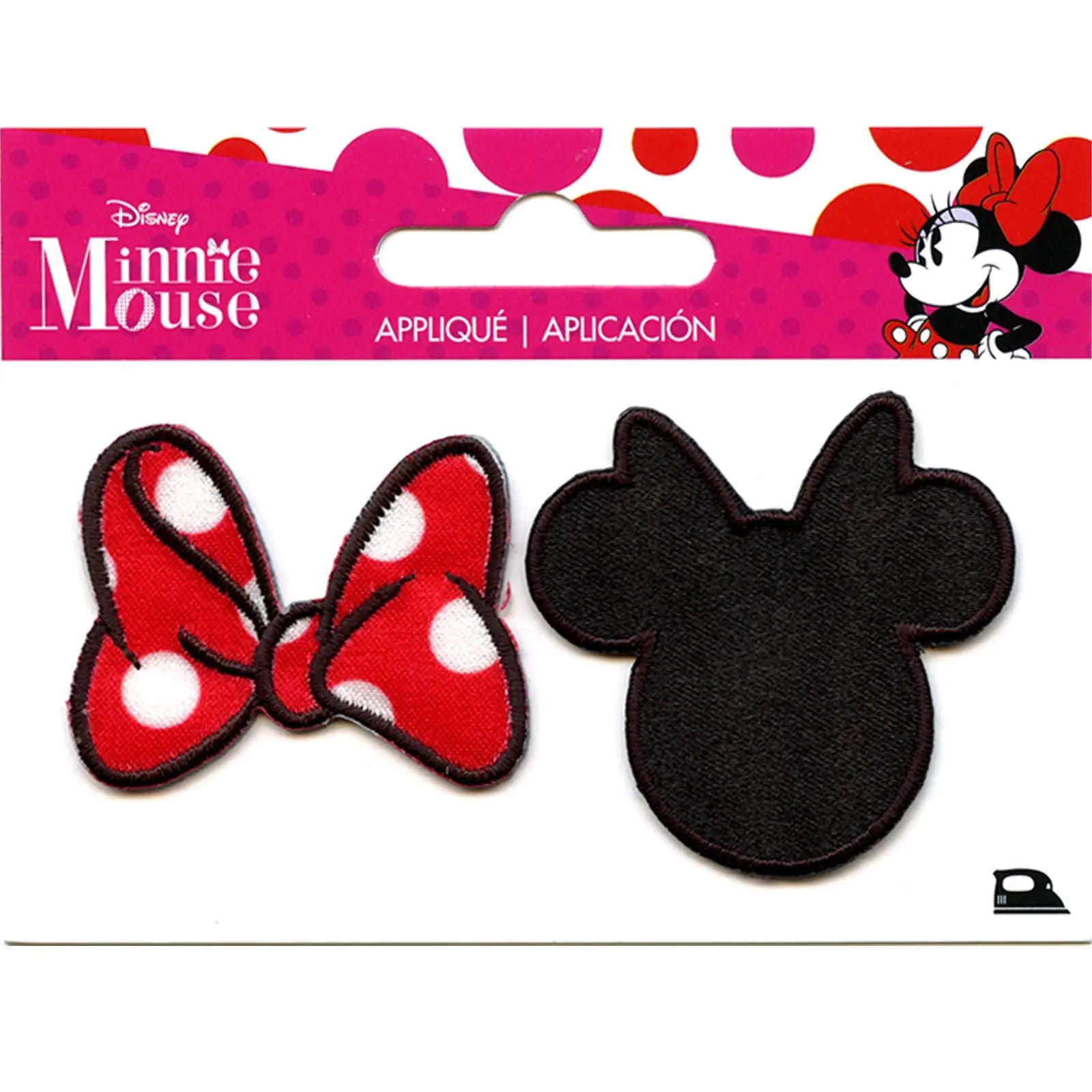 Disney Minnie Mouse Red Bow and Silhouette Iron on Applique Patch 