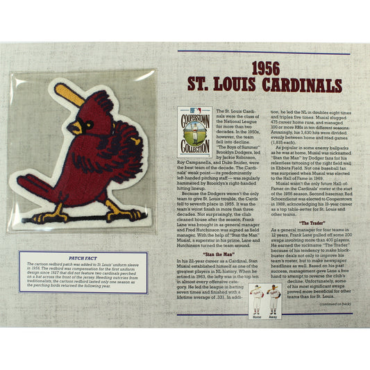 1956 St. Louis Cardinals Willabee & Ward Patch With Stat Card 