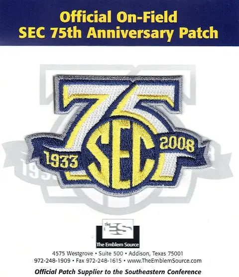 2008 South Eastern Conference SEC 75th Anniversary Patch