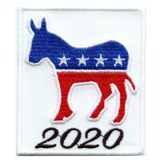 2020 Political Democratic Donkey White Squared Embroidered Iron On Patch 
