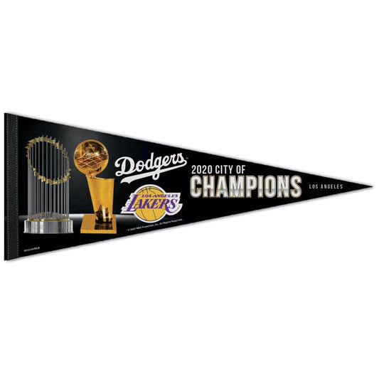 2020 Los Angeles and Lakers Champions City of Champions Premium Pennant 