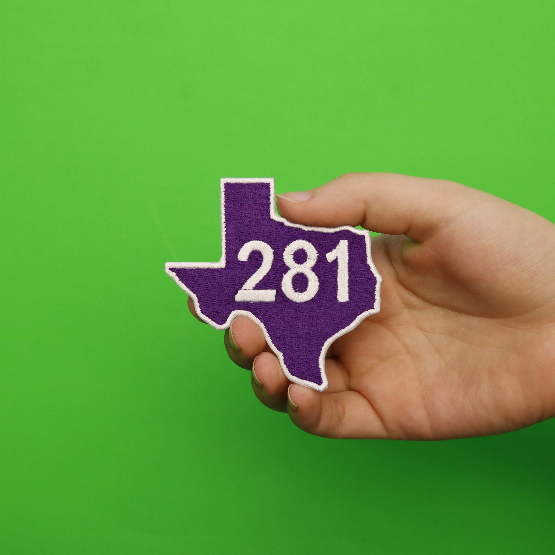 Houston 281 - Purple Texas State Embroidered Iron On Patch 