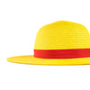 Anime Yellow Straw Hat with Red Ribbon 
