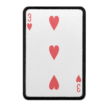Three Of Hearts Card FotoPatch Game Deck Embroidered Iron On 
