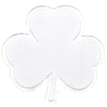 3 Leaf Clover Patch Lucky White Embroidered Iron On 