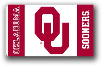 Oklahoma Sooners Logo Red/White 3X5 Flag With Metal Grommets 