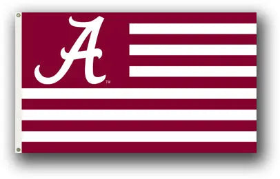 University of Alabama Crimson Tide Logo With Stripes 3X5 Flag With Metal Grommets 