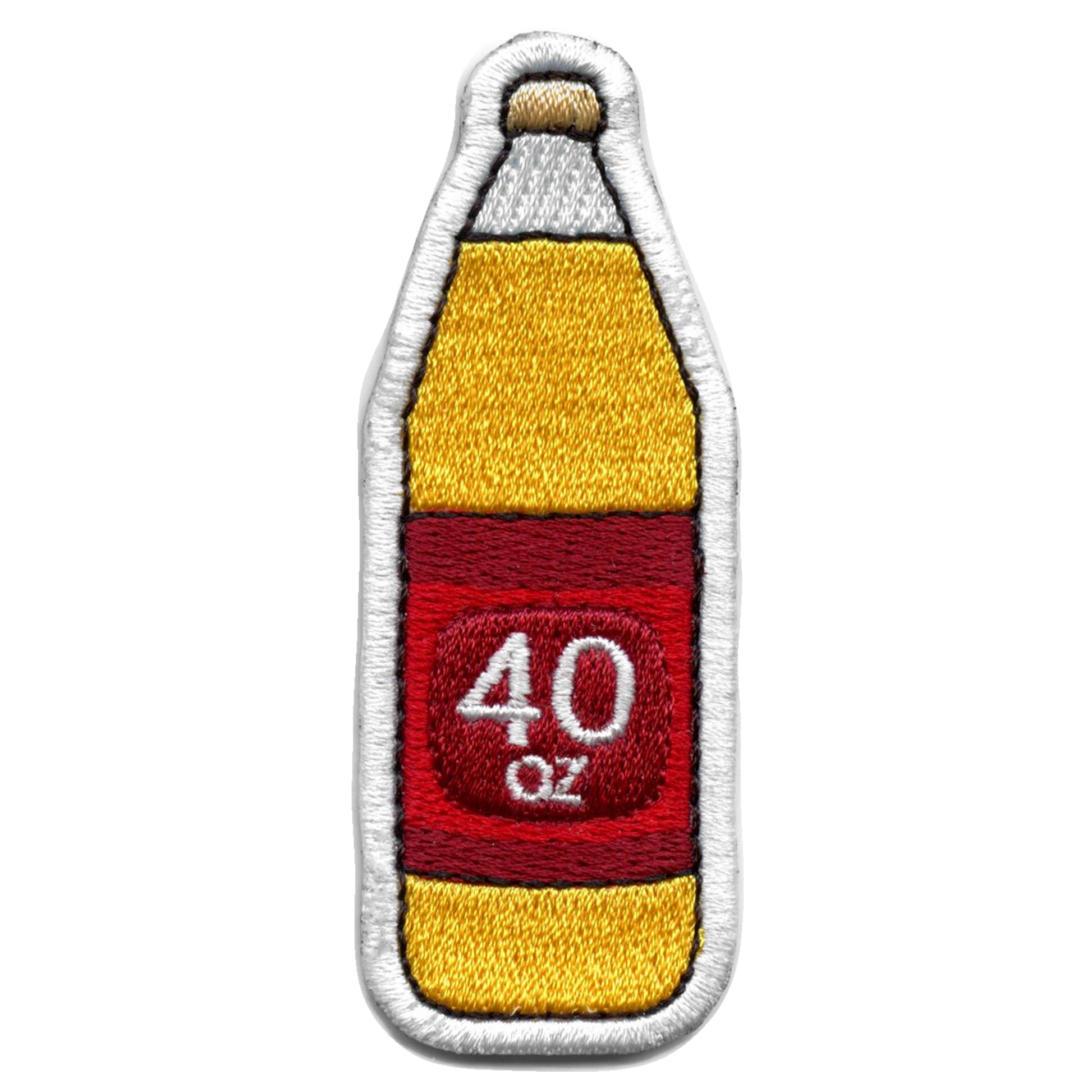 40oz Beer Bottle Patch Funny Old School Embroidered Iron On 