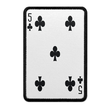 Five Of Clubs Card FotoPatch Game Deck Embroidered Iron On 