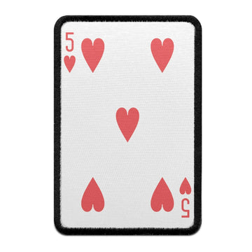 Five Of Hearts Card FotoPatch Game Deck Embroidered Iron On 