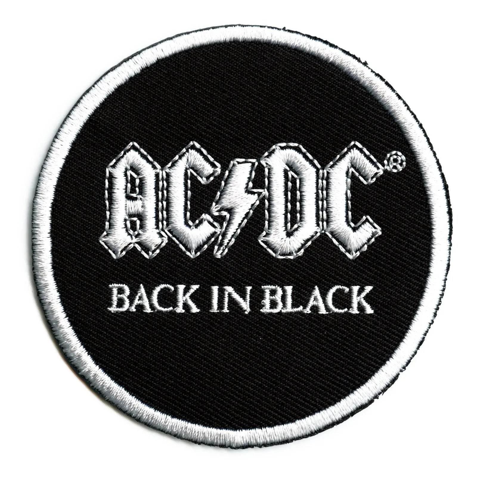 ACDC 'Back In Black' Round Iron On Patch