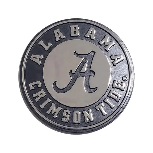Alabama Crimson Tide Round Solid Metal Auto Chrome Emblem 