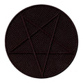 All Black Pentagram Symbol Iron On Embroidered Patch 