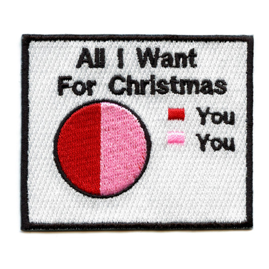 All I Want For Christmas Is You Pie Chart Embroidered Iron On Patch 