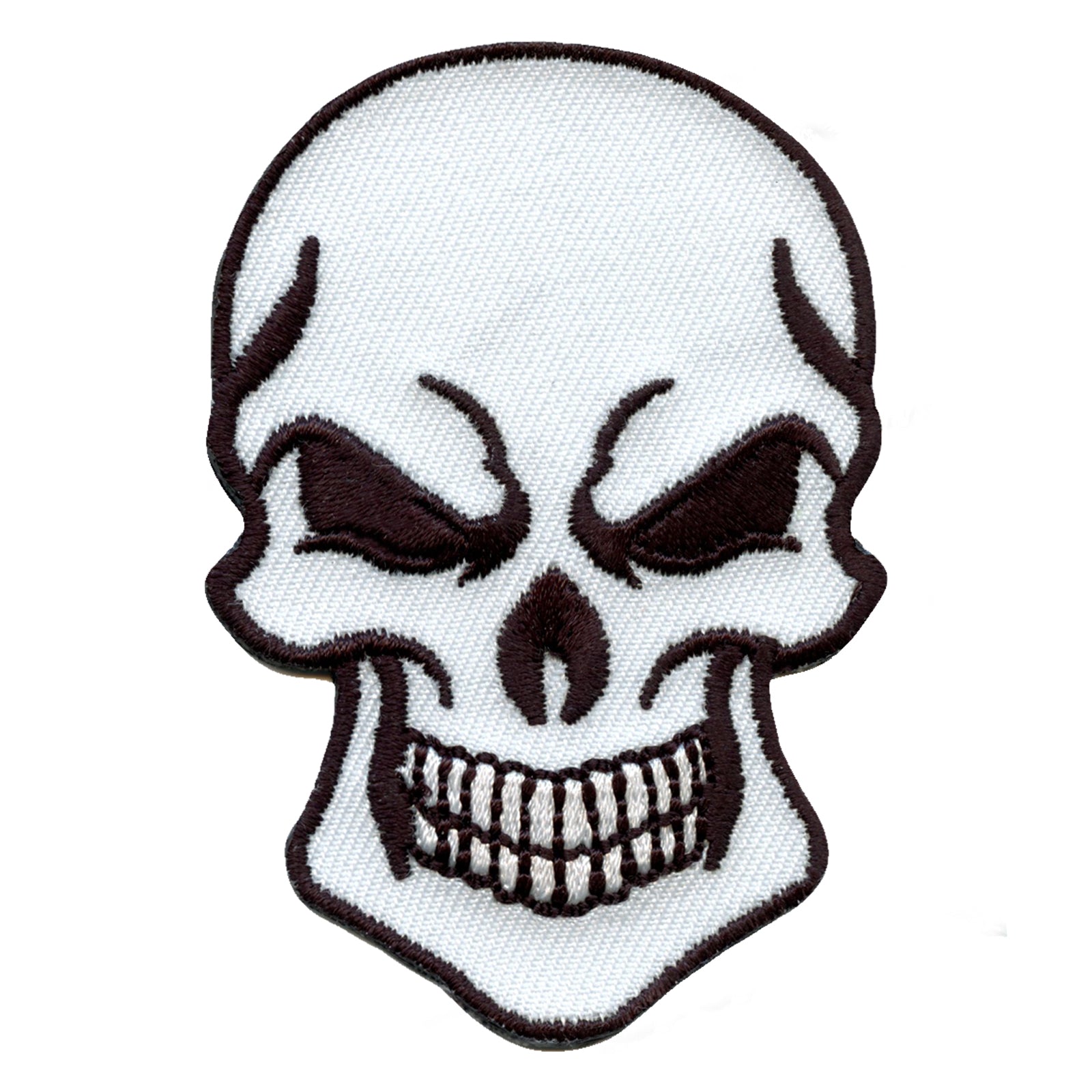 Angry Skull Embroidered Iron On Patch 
