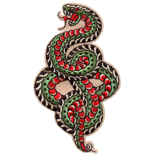 Traditional Snake Tattoo Patch Reptile Art Alternative Embroidered Iron On