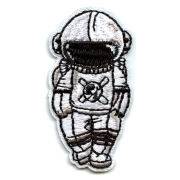 Small Sad Grey Astronaut Embroidered Iron On Patch