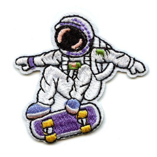 Small Astronaut Riding A Skateboard Embroidered Iron On Patch