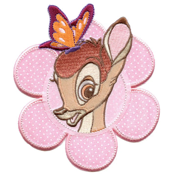 Disney Bambi With Butterfly In Flower Embroidered Applique Iron On Patch 