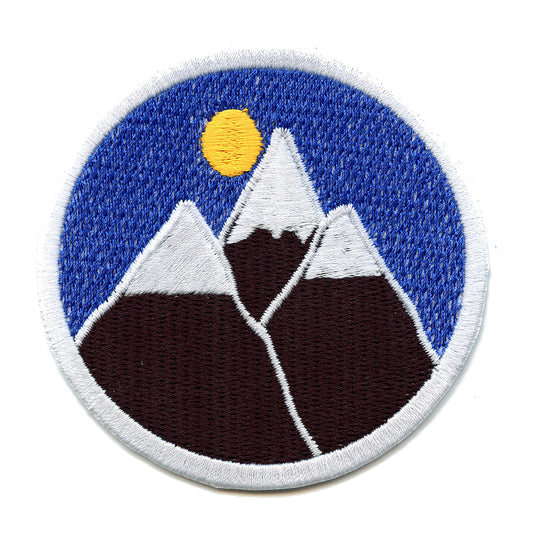 Mountains In The Night Sky Round Iron On Patch 