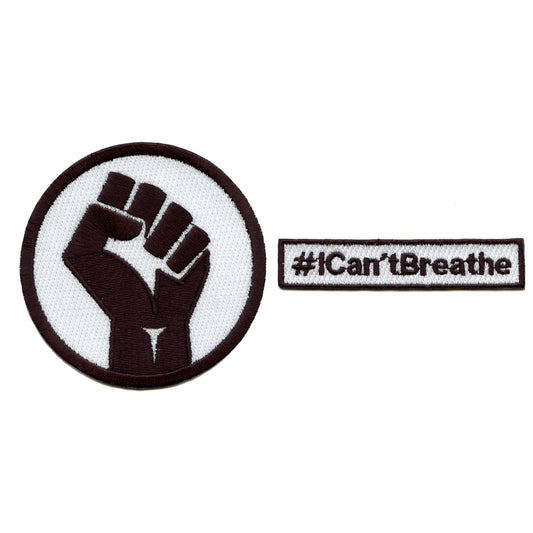 Black Power Fist & #ICan'tBreathe Box Logo Combo Embroidered Iron On Patches 