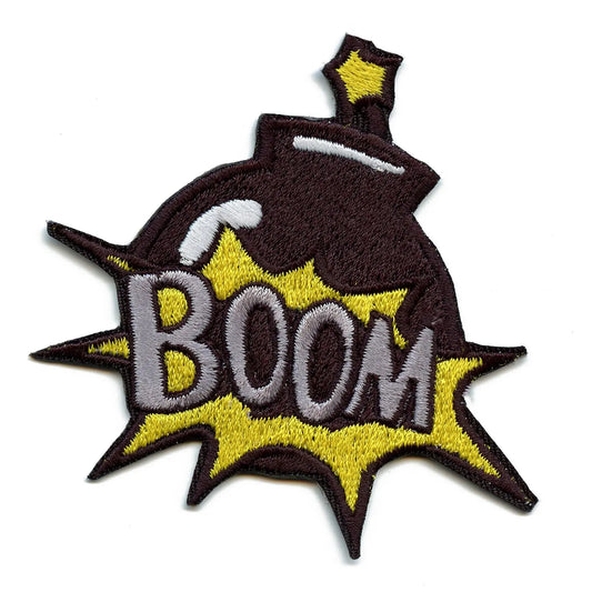 Bomb 'Boom' Cartoon Comic Explosion Embroidered Iron On Patch 