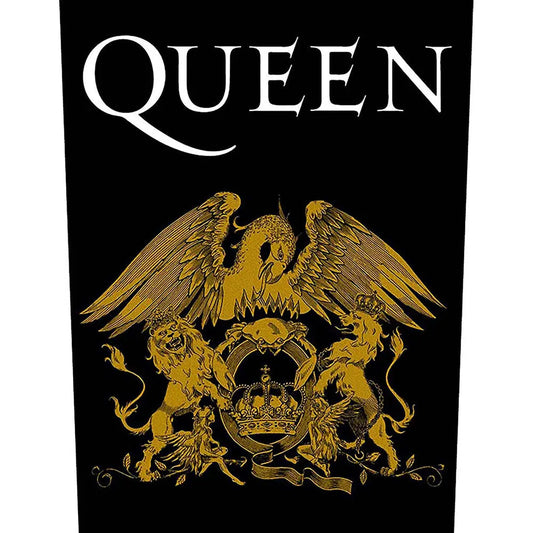 Queen Gold Crest Logo Back Patch Classic British Rock Band XL DTG Printed Sew On