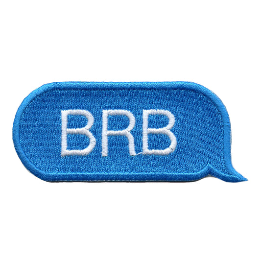 BRB Blue Text Bubble Embroidered Iron On Patch 