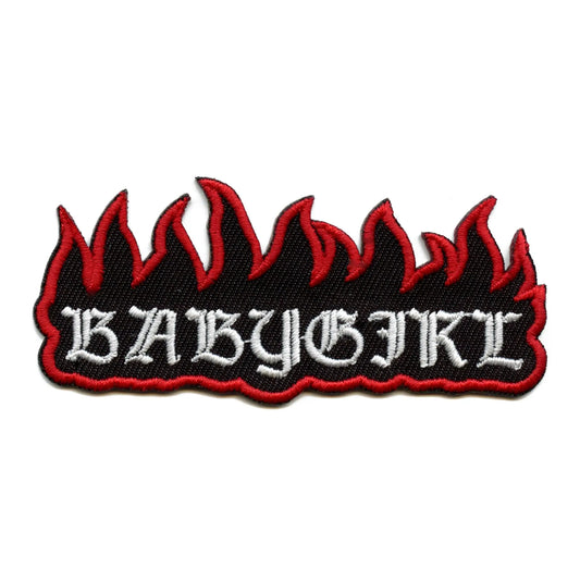 Babygirl Flame Patch Old English Style Embroidered Iron On 