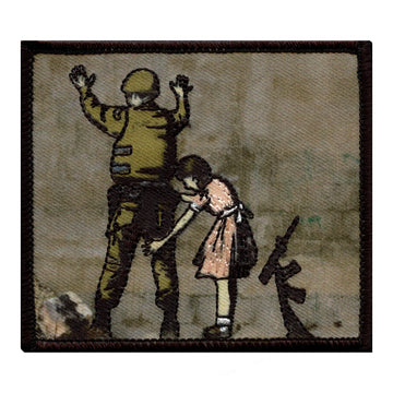 Banksy Girl Frisking Soldier Embroidered Iron On PhotoPatch 