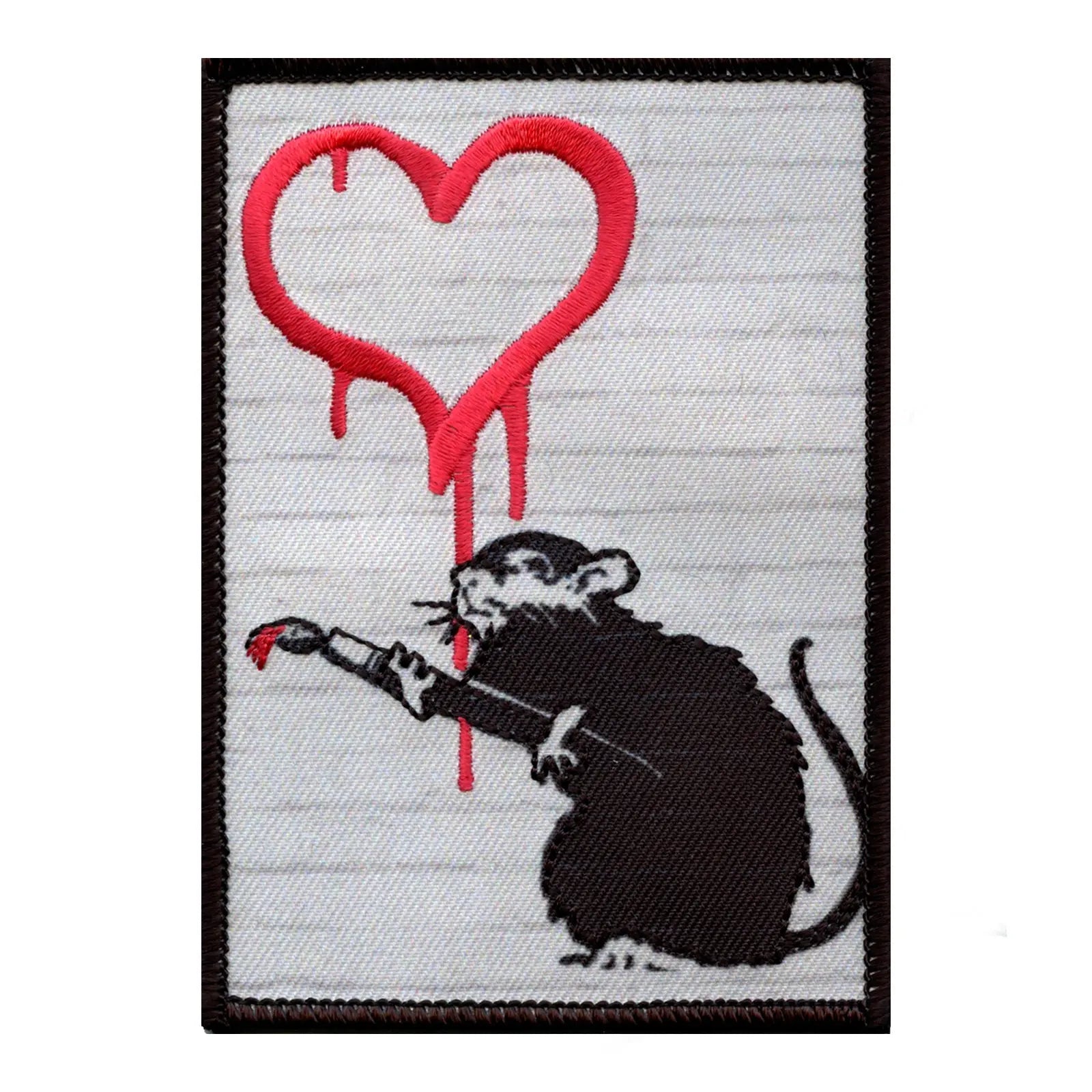 Banksy Love Rat Embroidered Iron On PhotoPatch 