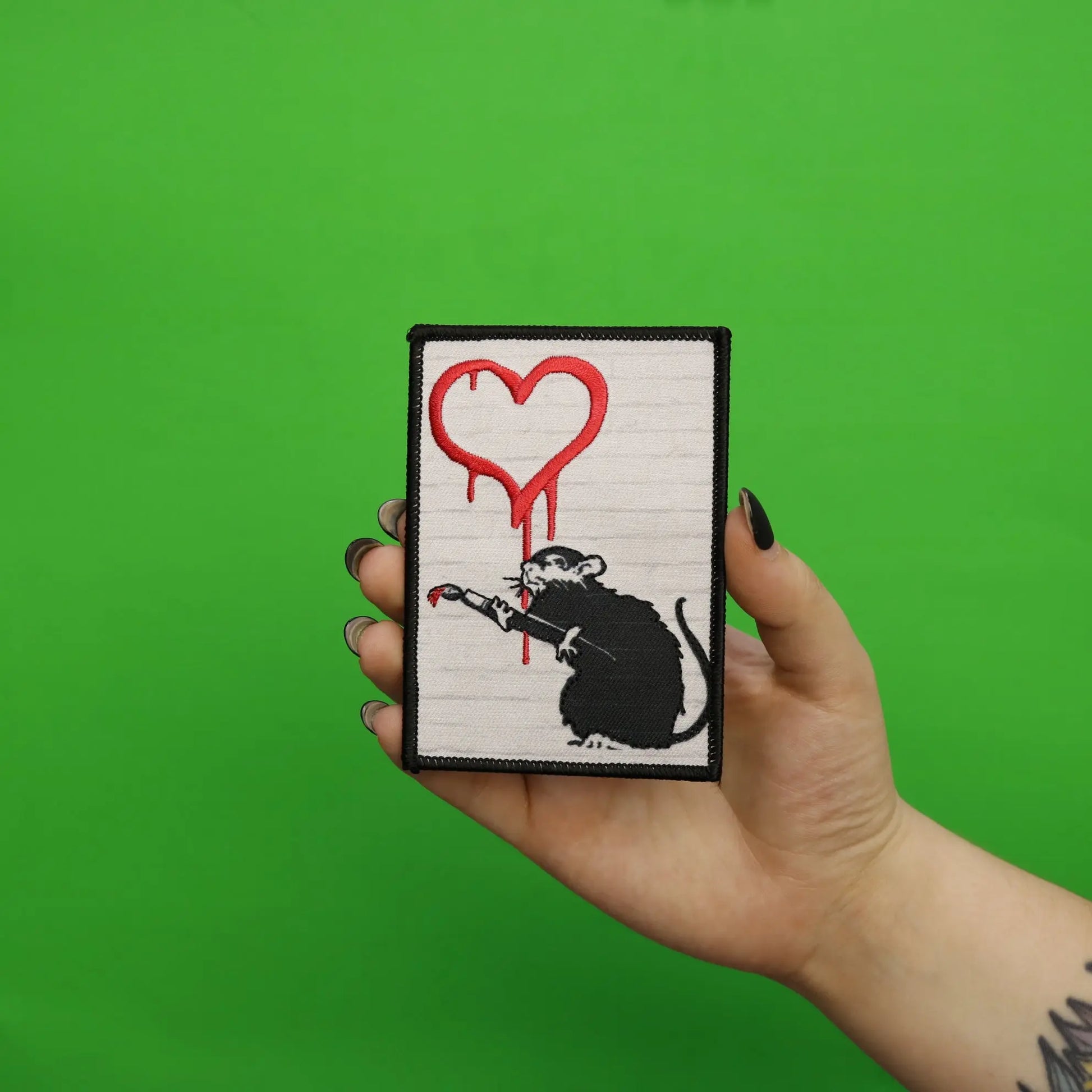 Banksy Love Rat Embroidered Iron On PhotoPatch 