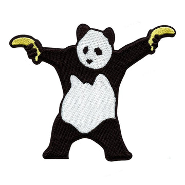 Banksy Panda Wielding Banana Guns Embroidered Iron On Patch 