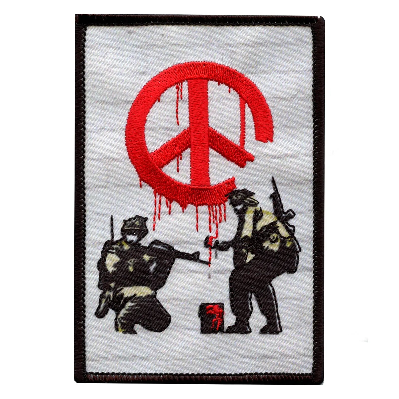 Banksy Soldiers Painting Peace Embroidered Iron On PhotoPatch 