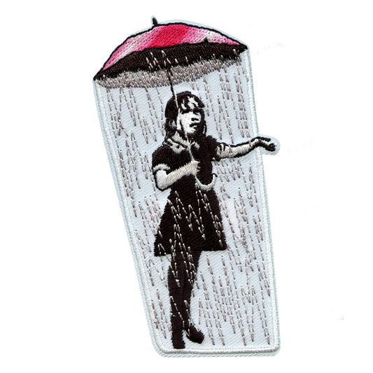 Banksy Umbrella Girl Embroidered Iron On Patch 