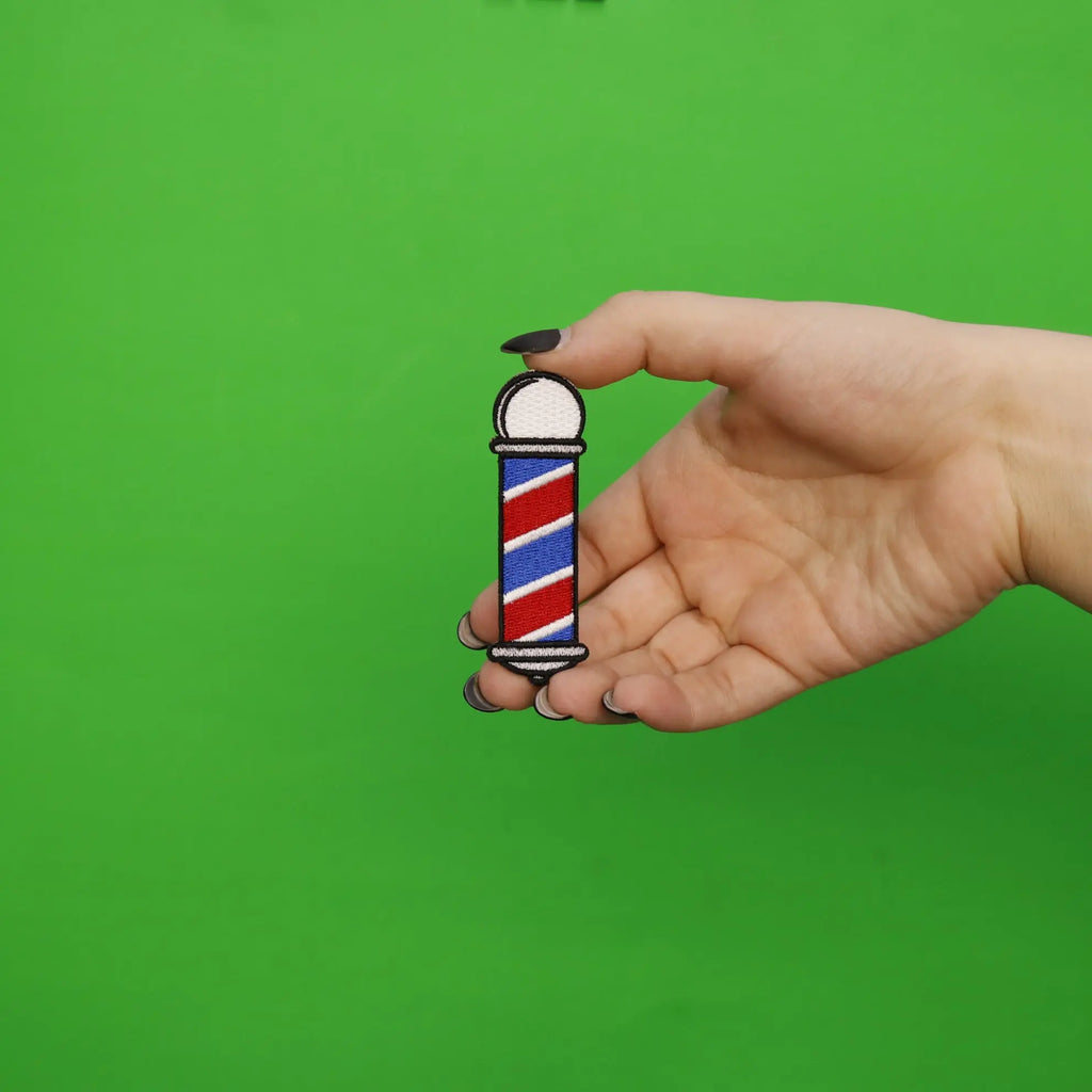 Barber Shop Pole Emoji Embroidered Iron On Patch