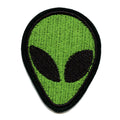 Small Green Alien Head Embroidered Iron On Patch 