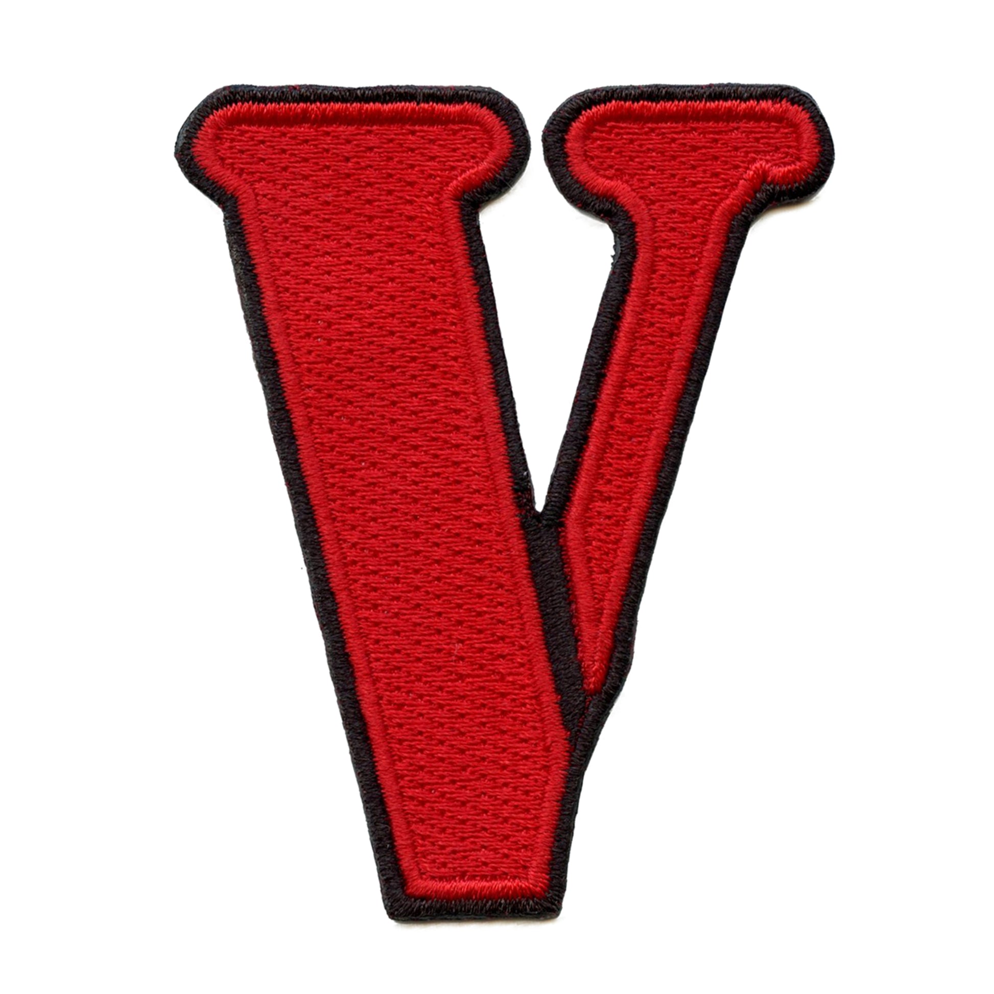 Basic V Logo Patch Red Stencil Letter Embroidered Iron On – Patch Collection
