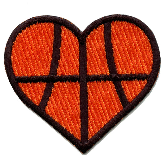 Basketball Heart Embroidered Iron On Patch 