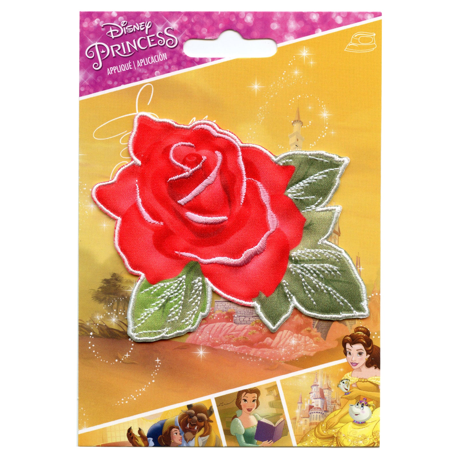Disney Beauty And The Beast Belle's Rose Embroidered Applique Iron On Patch 