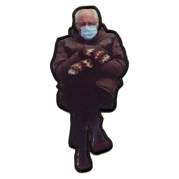 Grumpy Old Man Wearing Mittens Embroidered Iron On Photo Patch 