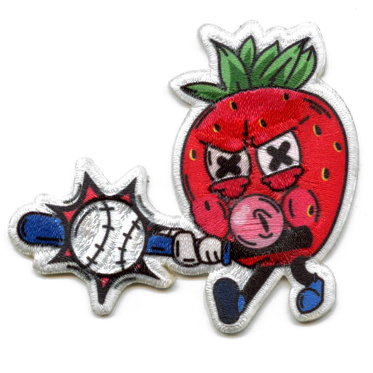 Strawberry Bubblegum Hat Patch Baseball Flavor Embroidered Iron On