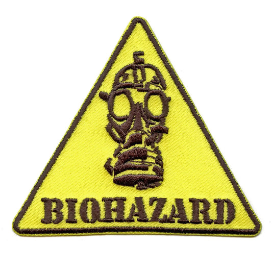 Biohazard Gas Mask Yellow Caution Sign Embroidered Iron On Patch 