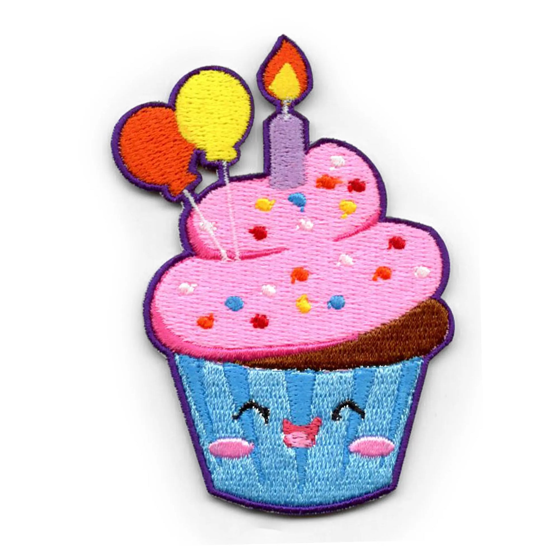 Kawaii Smiling Birthday Cupcake Patch Happy Cute Food Embroidered Iron On
