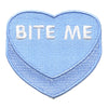 Bite Me Candy Heart Patch Valentines Day Blue Embroidered Iron On 