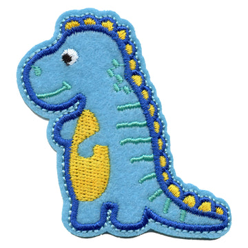 Cute Blue T-Rex Dinosaur Embroidered Iron on Patch 