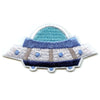 Small Blue UFO Alien Spaceship Embroidered Iron On Patch 